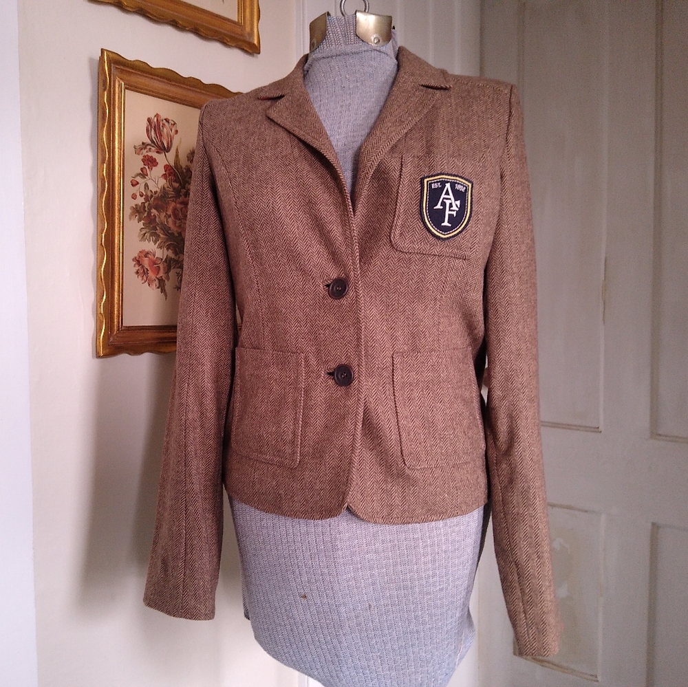 ABERCROMBIE & FITCH Light Brown Herringbone Blazer